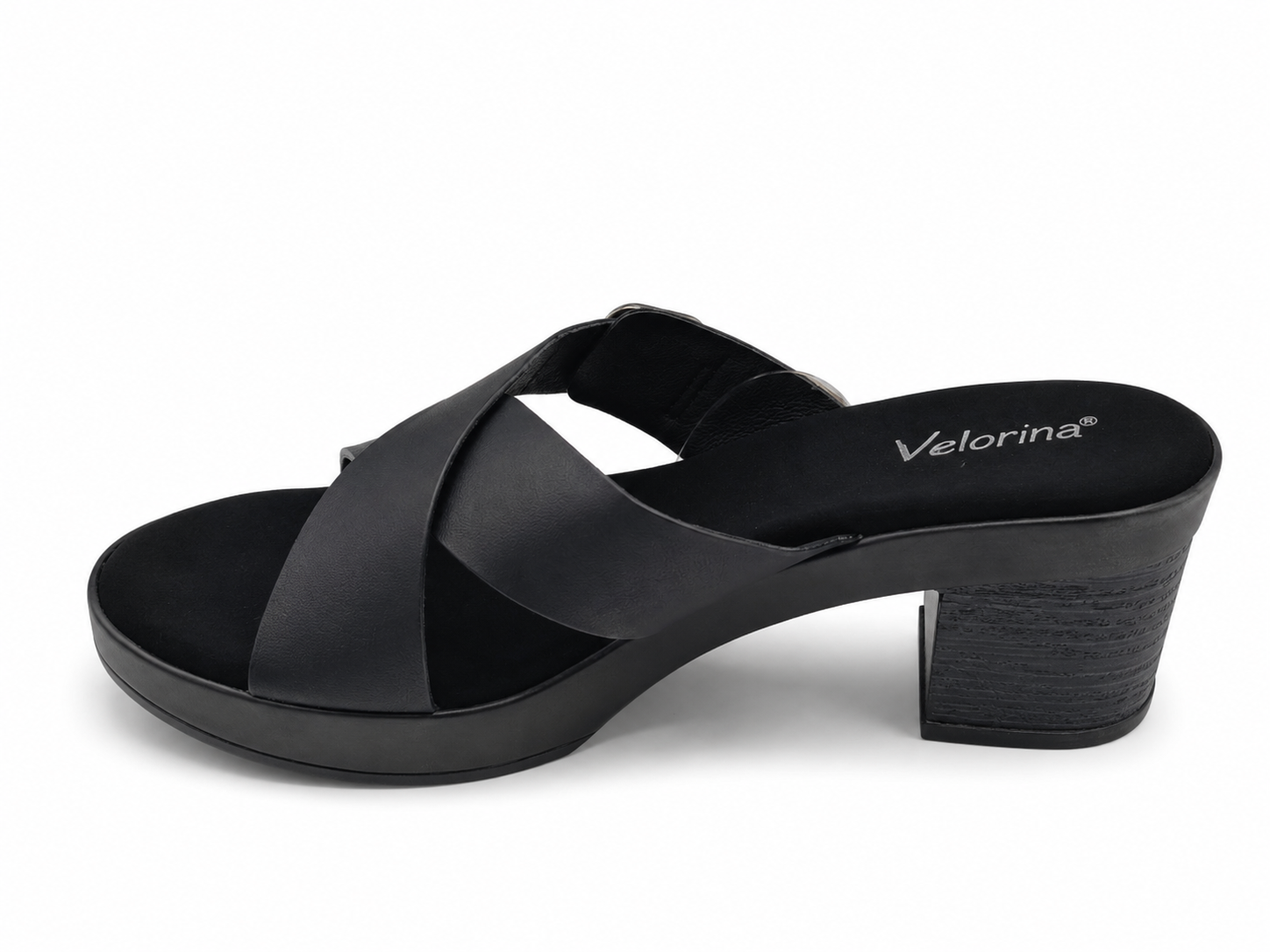 Velorina Women’s Black Block Heel Sandals – Elegant Casual & Party Wear Heels