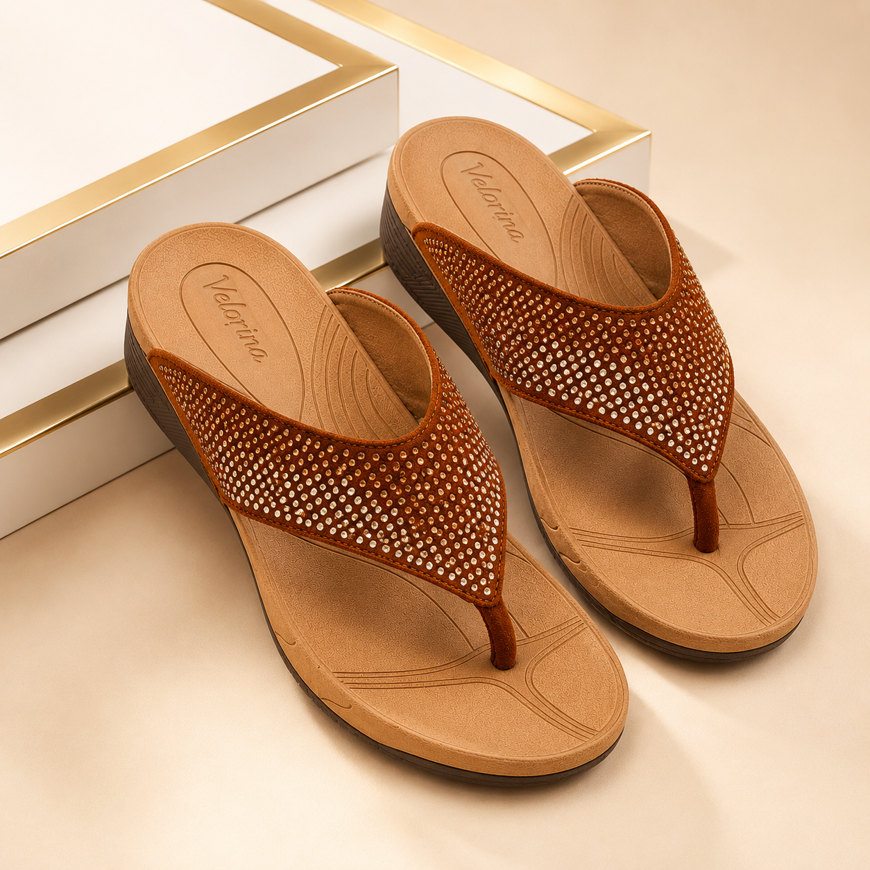 Velorina Women’s Embellished Toe Ring Flats – Stylish Casual Sandals