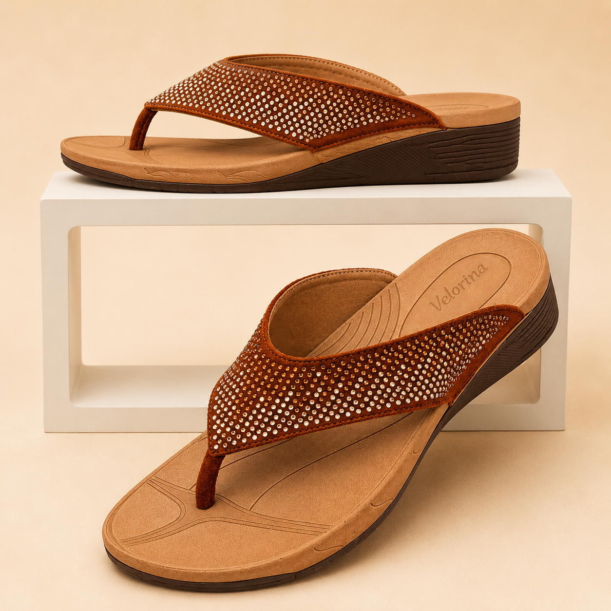 Velorina Women’s Embellished Toe Ring Flats – Stylish Casual Sandals