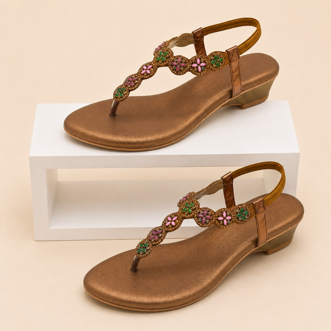 Velorina Women’s Embellished Toe Ring Flats – Elegant Casual Sandals