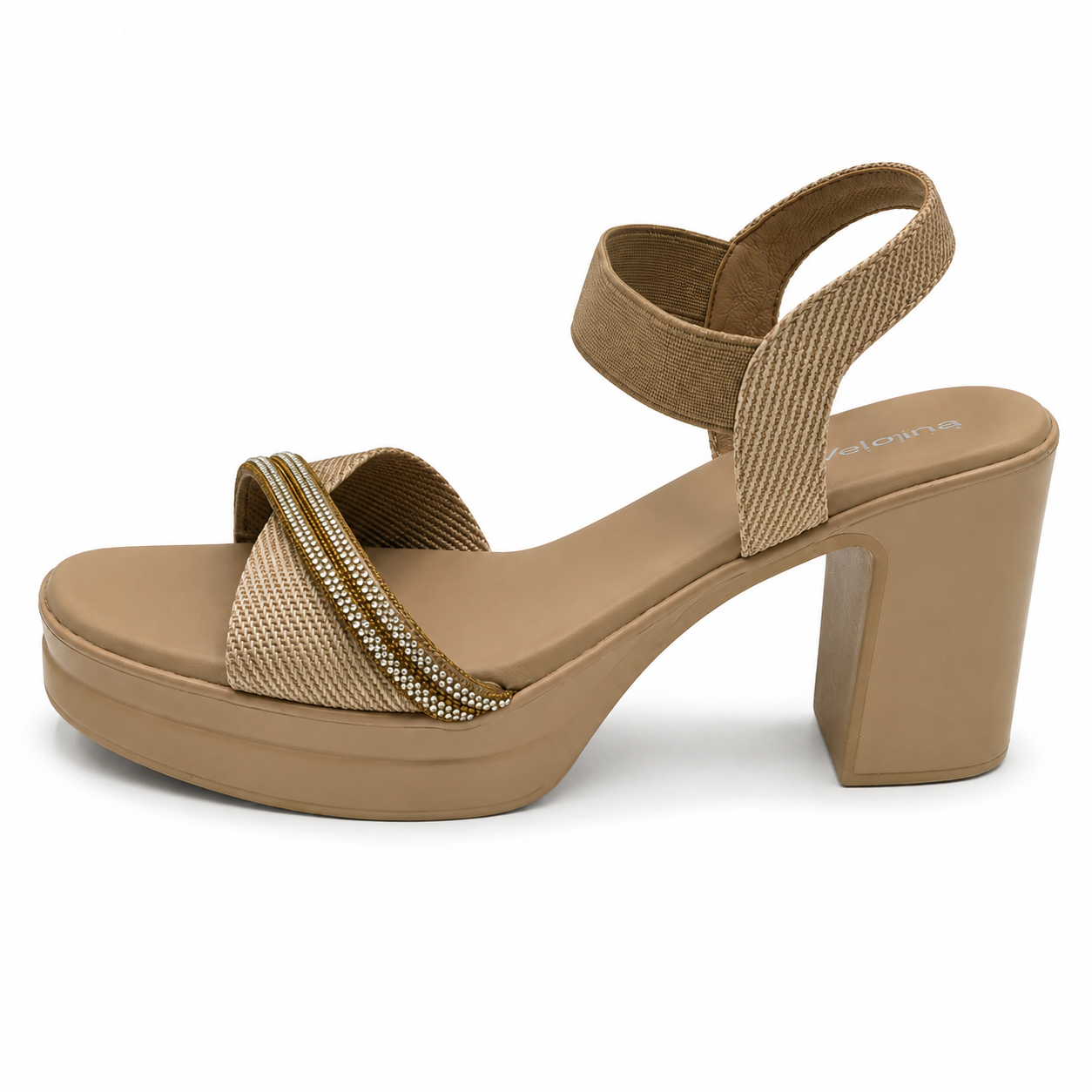 Velorina Women’s Glitter Block Heel Sandals – Premium Party Wear Heels