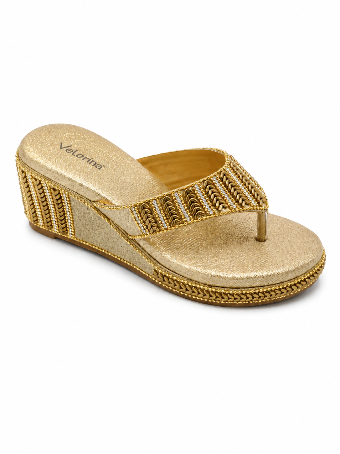 Velorina Women’s Embellished Wedge Sandals – Stylish Comfort Slip-On Footwear