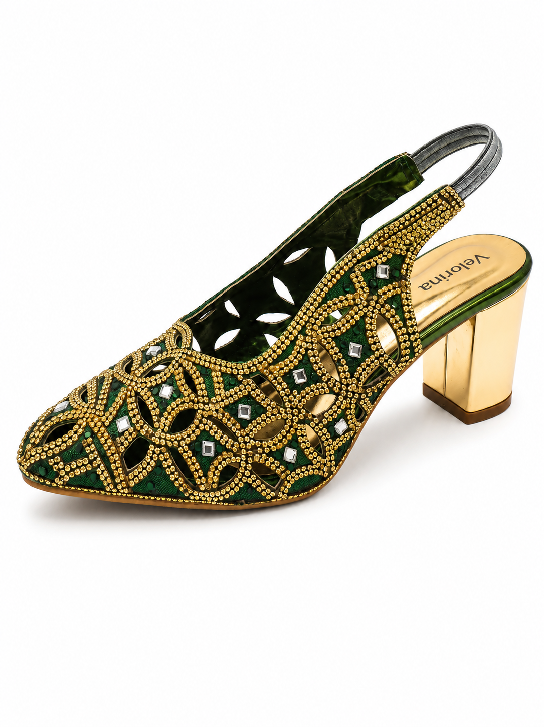Velorina Women’s Embroidered Slingback Heels – Premium Ethnic Party Sandals