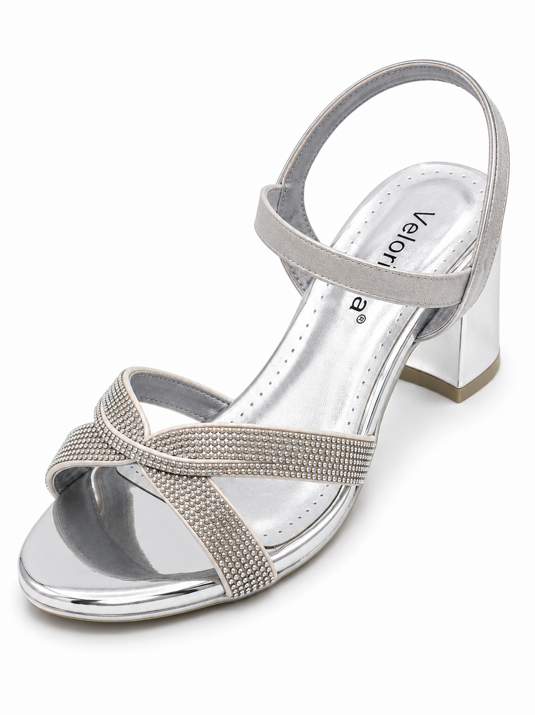 Velorina Women’s Shimmer Block Heel Sandals – Elegant Party Wear Heels