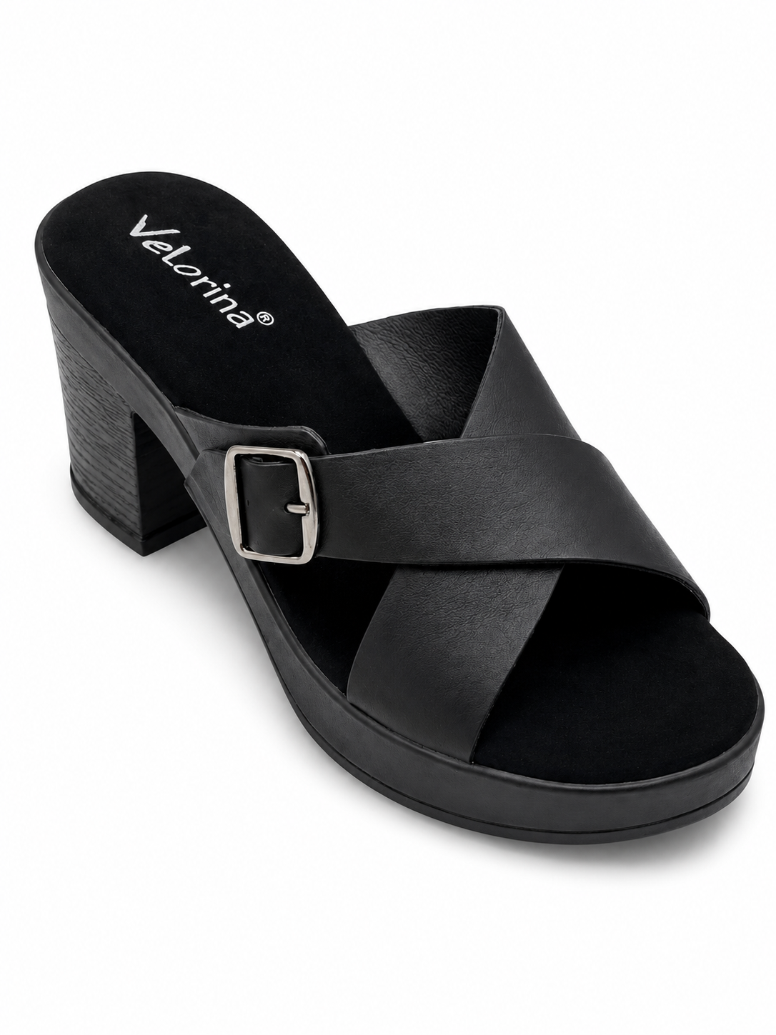 Velorina Women’s Black Block Heel Sandals – Elegant Casual & Party Wear Heels