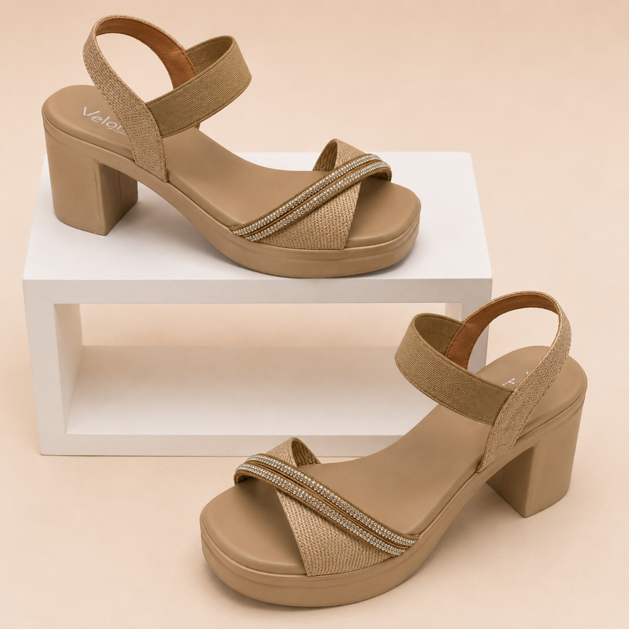 Velorina Women’s Elegant Block Heel Sandals – Stylish Party Wear Heels