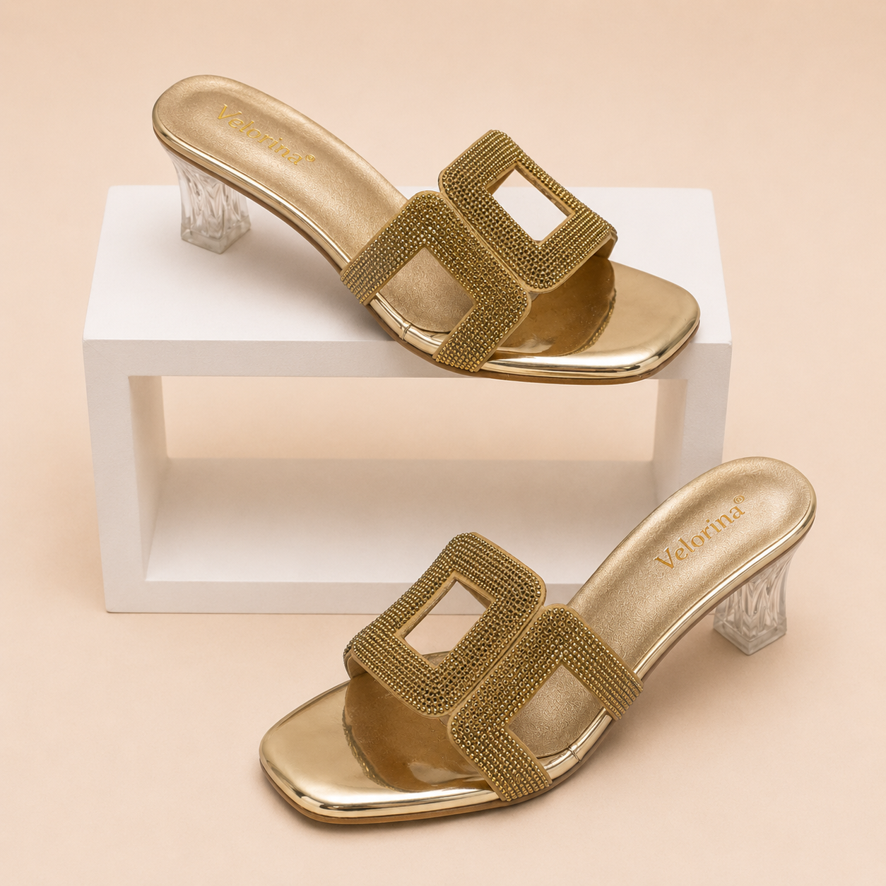 Velorina Women’s Transparent Heel Slides – Elegant Party Wear Sandals