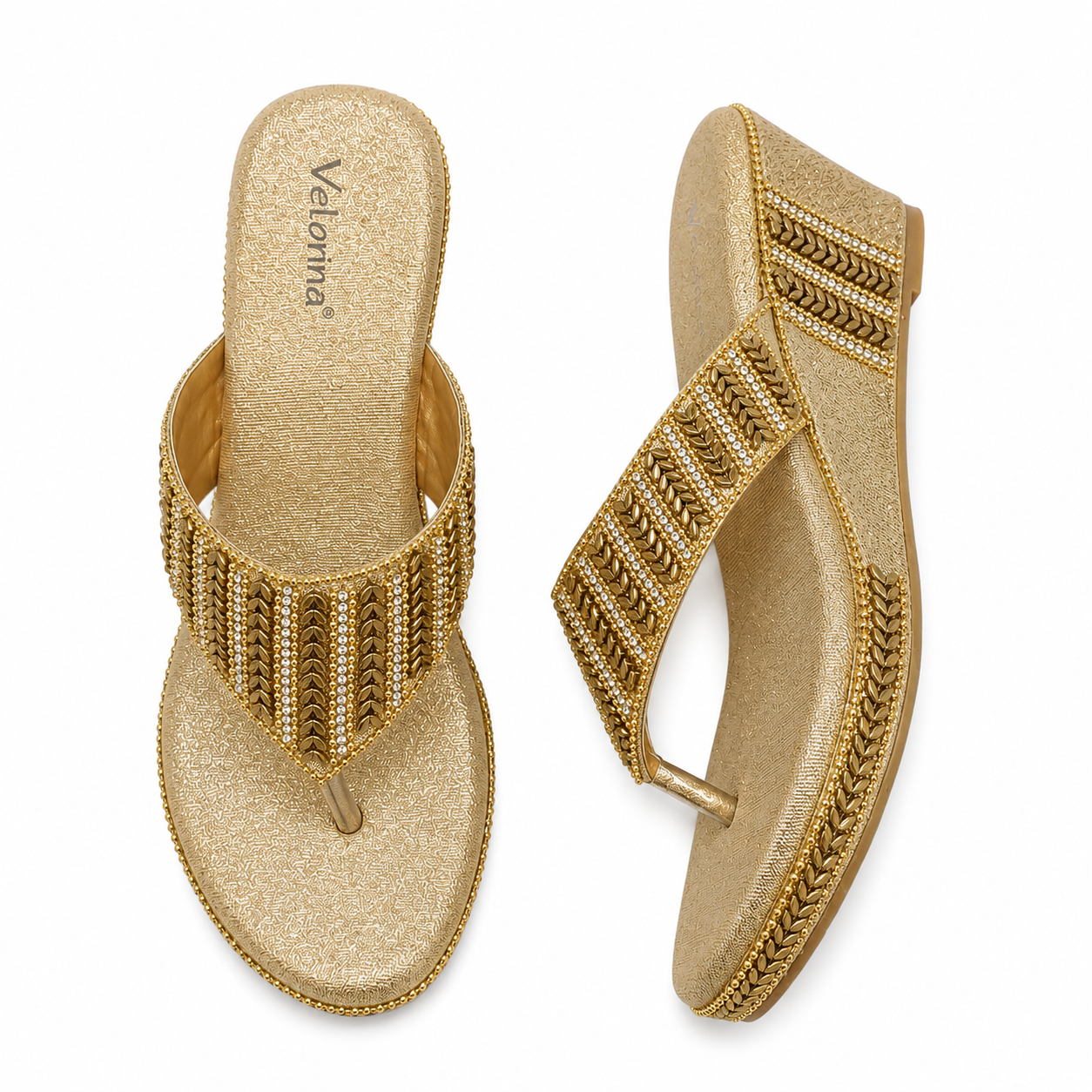 Velorina Women’s Embellished Wedge Sandals – Stylish Comfort Slip-On Footwear