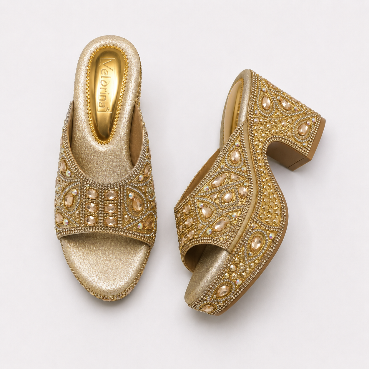 Velorina Women’s Embellished Platform Heels – Premium Party Wear Sandals