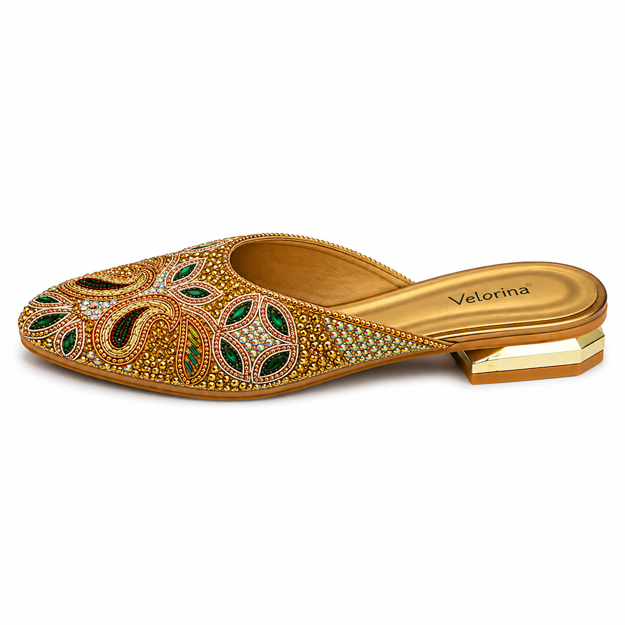 Velorina Women’s Embellished Pointed Toe Mules – Premium Ethnic Heels