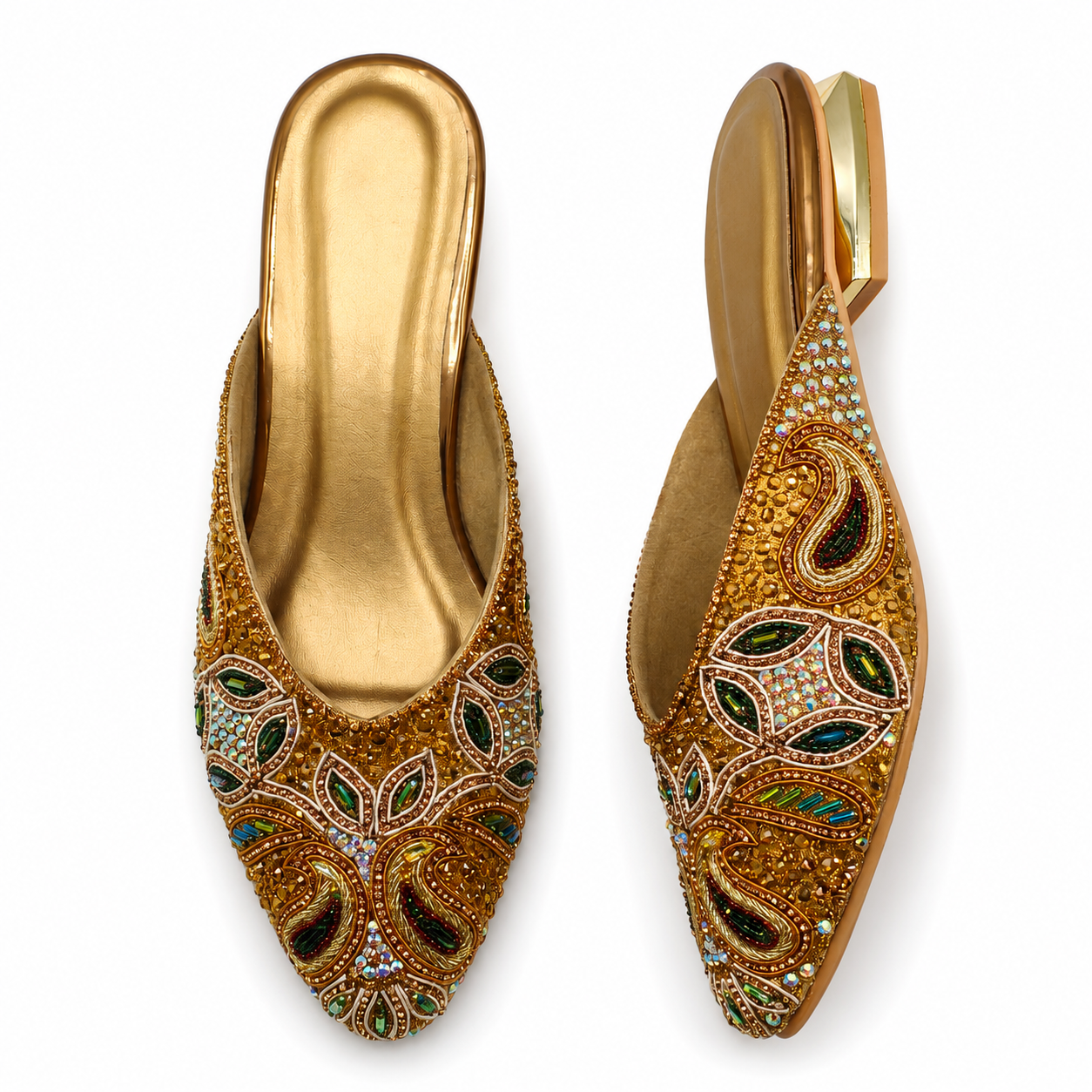Velorina Women’s Embellished Pointed Toe Mules – Premium Ethnic Heels