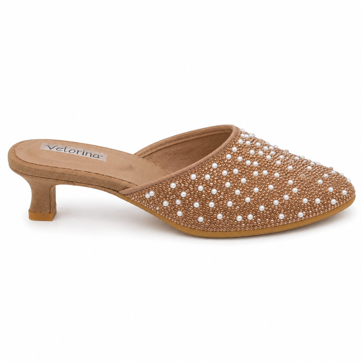 Velorina Women’s Crystal Studded Pointed Mules – Elegant Party Heels