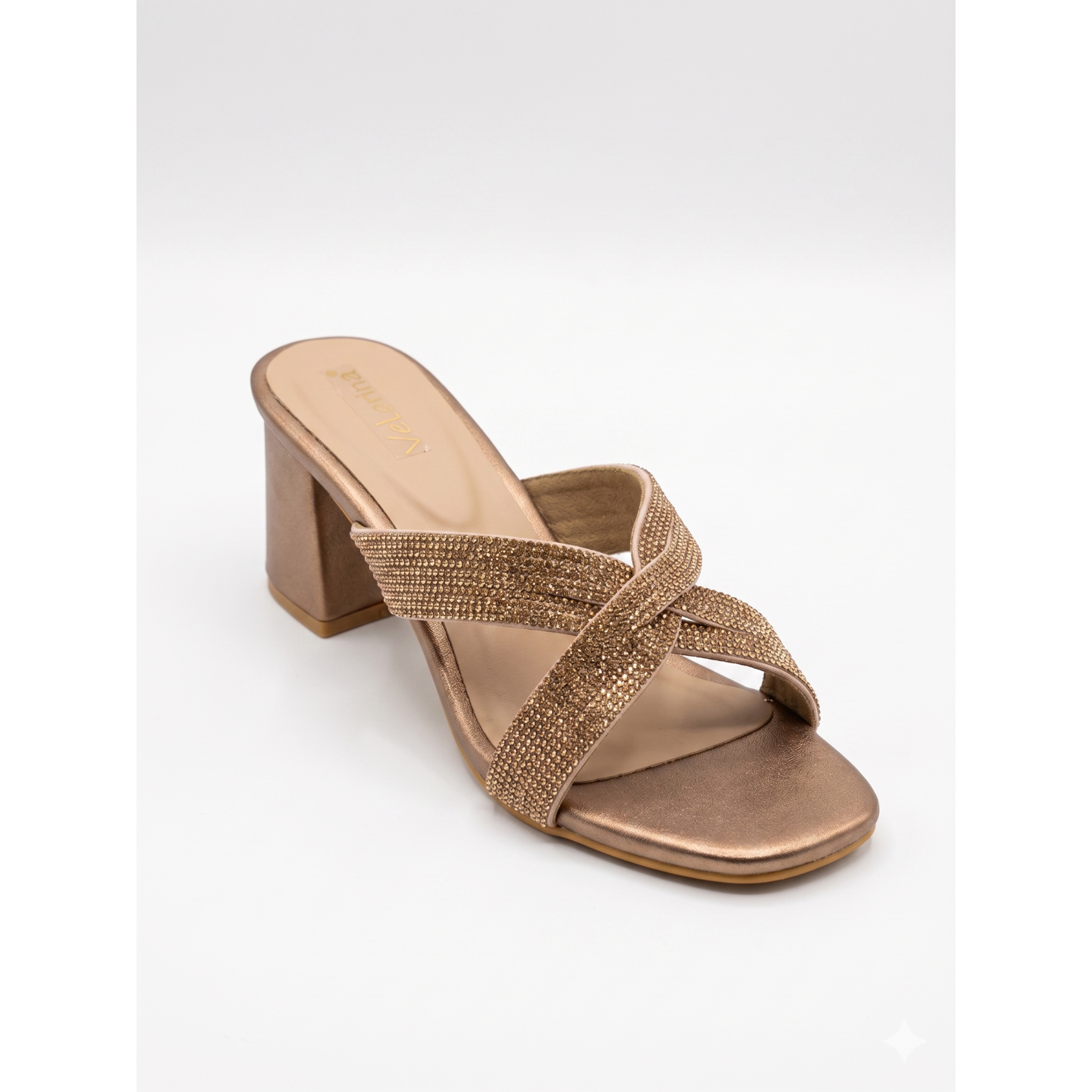 Velorina Women’s Glitter Block Heel Sandals – Elegant Party Wear Heels