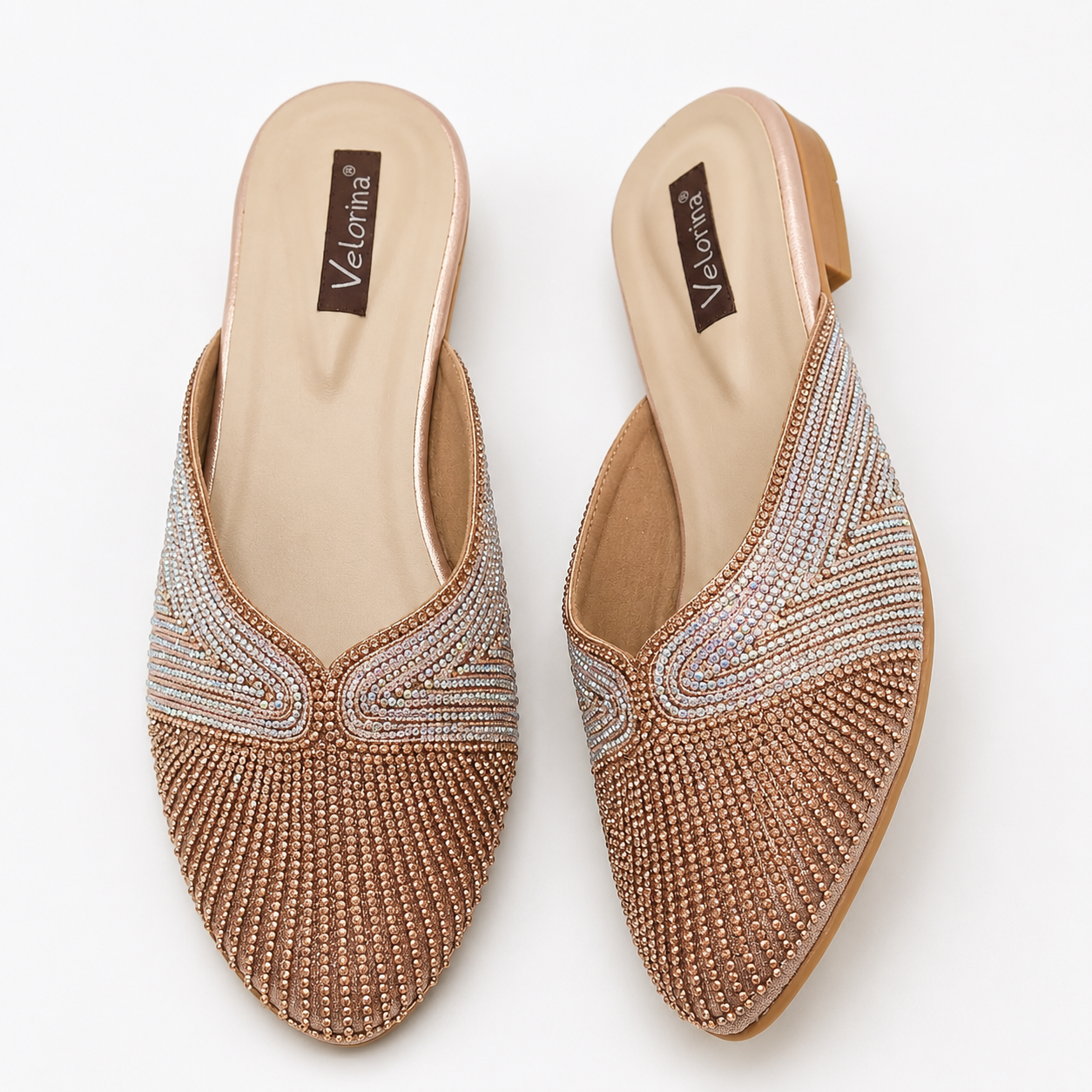 Velorina Women’s Glitter Pointed Toe Flats – Premium Elegant Slip-On Sandals