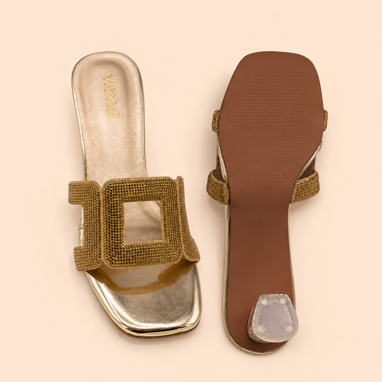 Velorina Women’s Transparent Heel Slides – Elegant Party Wear Sandals